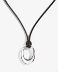 Oval Pebbles Cord Necklace – Necklaces – Silver-Plated Oval Pebbles Cord Necklace – Necklaces – Silver-Plated