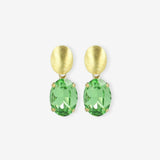 Oval Strass Pendant M - Peridot – Ohrringe – 18kt vergoldet