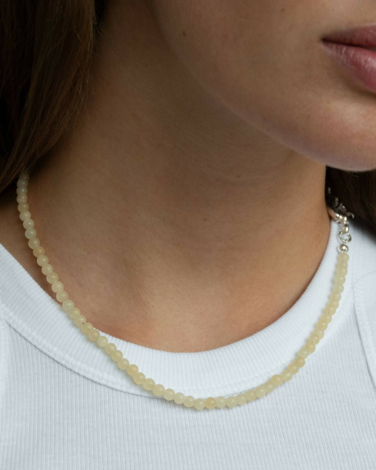 Tiny Aragonite Chain Silver 02
