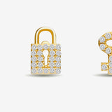 Diamond Pave Lock and Key - Ohrstecker - 585 Gold