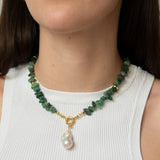 Prase Chain with Pearl - Halsketten - 18k vergoldet