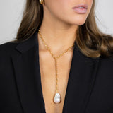 Bicycle Chain with Big Baroque Pearl 50cm - Halsketten - 18k vergoldet