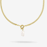 Big Link Big Closure 42cm + Keshi Pearl - Halsketten - 18k vergoldet