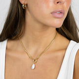 Big Link Big Closure 42cm + Keshi Pearl - Halsketten - 18k vergoldet