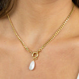Big Link Big Closure 42cm + Keshi Pearl - Halsketten - 18k vergoldet