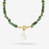 Prase Chain with Pearl - Halsketten - 18k vergoldet