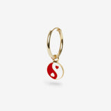 Yinyang Red - Single Ohrring - 18k vergoldet