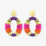 Combi Oval M Premium Purple/Fuchsia Earrings - Ohrhänger - 18kt vergoldet