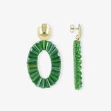 Open Oval Tube Beads Bright Green Earrings - Ohrhänger - 18kt vergoldet