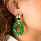 Open Oval Tube Beads Bright Green Earrings - Ohrhänger - 18kt vergoldet