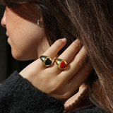 Gold Black Heart Ring - Ring - 18k vergoldet