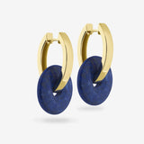 Oval Creoles + Double Medium Blue Lapis - Creolen - 18k vergoldet