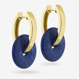 Oval Creoles + Double Medium Blue Lapis - Creolen - 18k vergoldet
