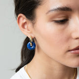 Oval Creoles + Double Medium Blue Lapis - Creolen - 18k vergoldet