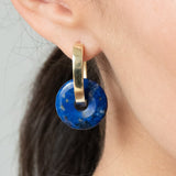 Oval Creoles + Double Medium Blue Lapis - Creolen - 18k vergoldet