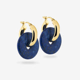 Round Creoles + Double Medium Blue Lapis - Creolen - 18k vergoldet