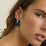 Round Creoles + Double Medium Blue Lapis - Creolen - 18k vergoldet