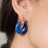 Round Creoles + Double Medium Blue Lapis - Creolen - 18k vergoldet