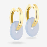 Oval Creoles + Double Medium Chalcedony - Creolen - 18k vergoldet