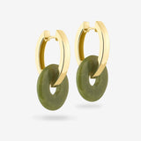 Oval Creoles + Double Medium Jade - Creolen - 18k vergoldet