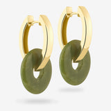 Oval Creoles + Double Medium Jade - Creolen - 18k vergoldet
