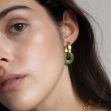 Oval Creoles + Double Medium Jade - Creolen - 18k vergoldet