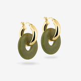 Round Creoles + Double Medium Jade - Creolen - 18k vergoldet