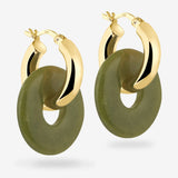 Round Creoles + Double Medium Jade - Creolen - 18k vergoldet
