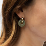 Round Creoles + Double Medium Jade - Creolen - 18k vergoldet