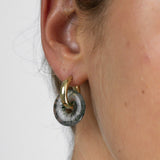 Round Creoles + Double Medium Moss Agate - Creolen - 18k vergoldet