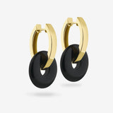 Oval Creoles + Double Medium Onyx - Creolen - 18k vergoldet