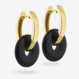 Oval Creoles + Double Medium Onyx - Creolen - 18k vergoldet