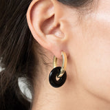 Oval Creoles + Double Medium Onyx - Creolen - 18k vergoldet