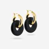 Round Creoles + Double Medium Onyx - Creolen - 18k vergoldet