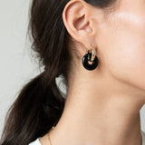 Round Creoles + Double Medium Onyx - Creolen - 18k vergoldet
