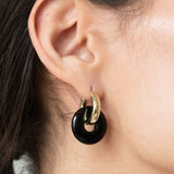 Round Creoles + Double Medium Onyx - Creolen - 18k vergoldet