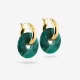 Round Creoles + Double Medium Prase - Creolen - 18k vergoldet
