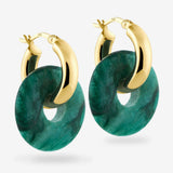 Round Creoles + Double Medium Prase - Creolen - 18k vergoldet
