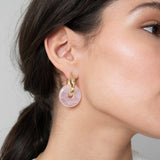 Oval Creoles + Double Big Rose Quarz - Creolen - 18k vergoldet