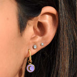 Gold Purple Bloom Cosmic Oval - Single-Ohrringe - 18k vergoldet