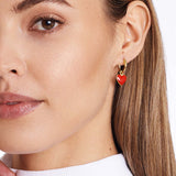 Heart Red - Single Ohrring - 18k vergoldet