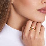 Yinyang Red - Ringe - 18k vergoldet