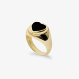 Gold Black Heart Ring - Ring - 18k vergoldet