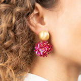 Sequin Flower Globe M Fuchsia Earrings - Ohrhänger - 18kt vergoldet