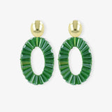 Open Oval Tube Beads Bright Green Earrings - Ohrhänger - 18kt vergoldet