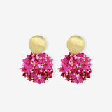 Sequin Flower Globe M Fuchsia Earrings - Ohrhänger - 18kt vergoldet