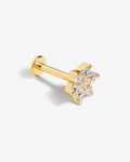 Crystal Flower Piercing – Stud Earrings – 18ct Gold-Plated