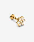Crystal Flower Piercing – Ohrstecker – 18kt vergoldet