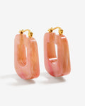 Dice Earring Peach marble – Hoop Earings – Gold-Plated