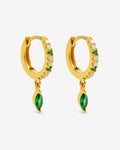 Kylee Petal Hoops Green – Hoop Earrings – 18ct Gold-Plated